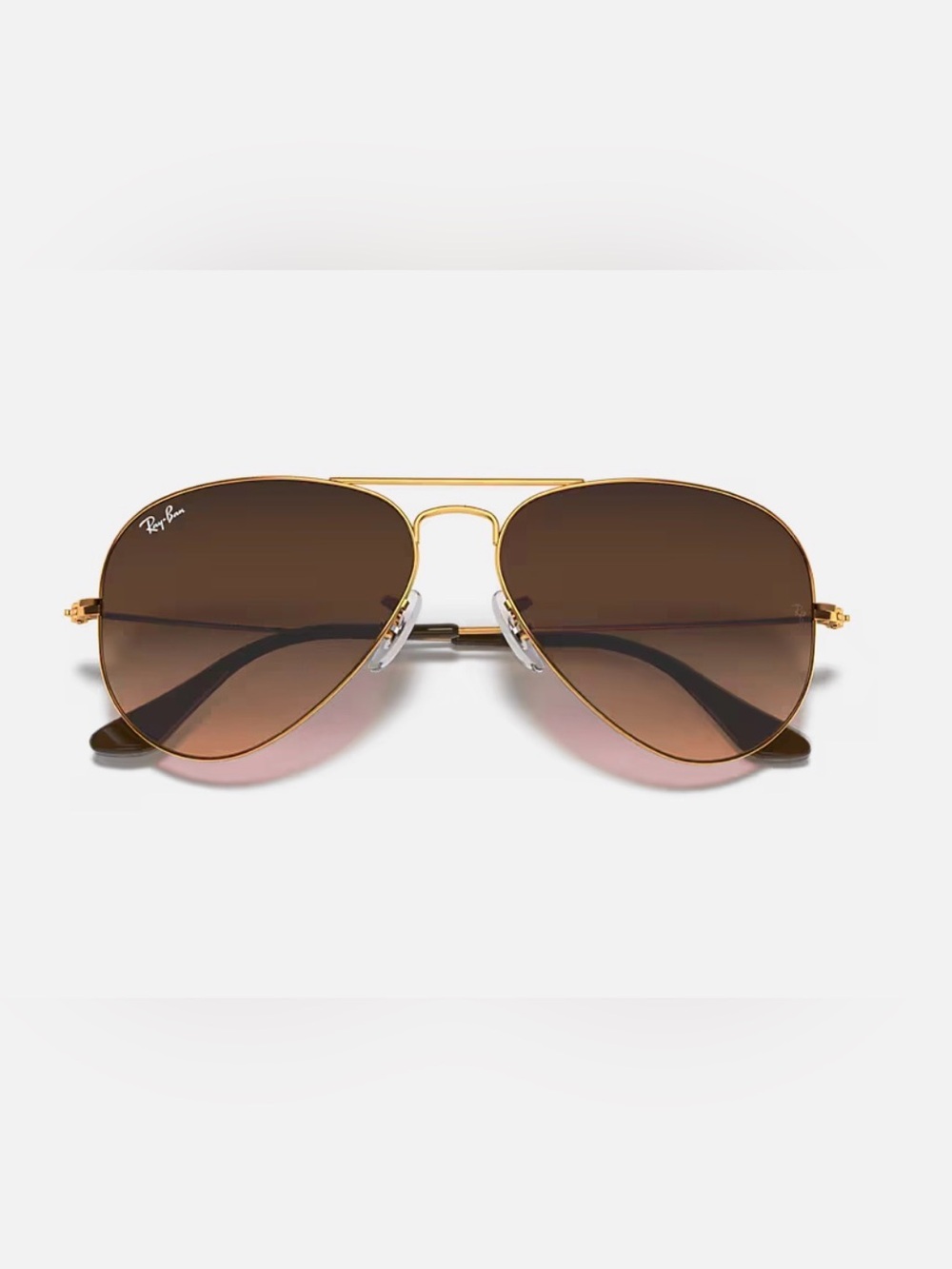 Ray-Ban Gold Frame Aviator Sunglasses with Brown Lenses and Case